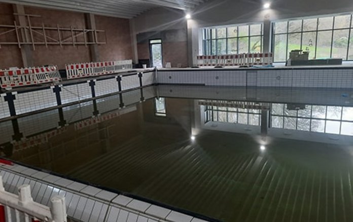 Innenansicht der Baustelle Schwimmerbecken im Stadtbad Tiergarten