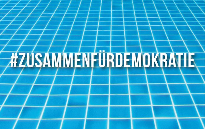 Grafik mit der Aufschrift: # zusammen für Demokratie