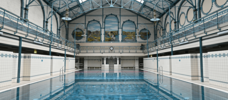 Schwimmbecken in einer alten Halle