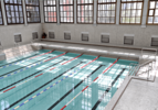 50-m-Schwimmerbecken mit geleinte Sportbahnen